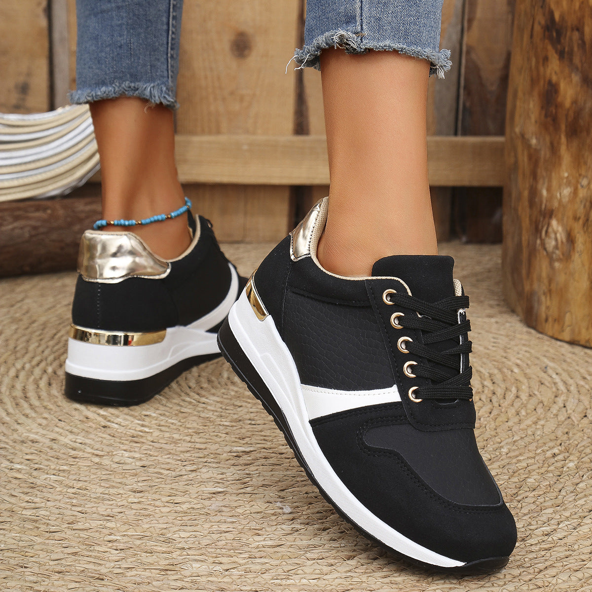 Casual Plus Size Lace Up Sneaker Women