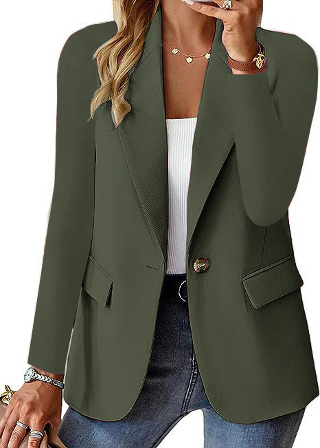 Fashion Casual Women Blazer Long-sleeved Solid Color Casual Cardigan Small Suit Jacket For Women Elegant Office Lady Outerwear