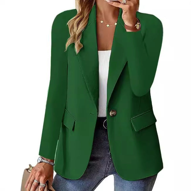 Fashion Casual Women Blazer Long-sleeved Solid Color Casual Cardigan Small Suit Jacket For Women Elegant Office Lady Outerwear